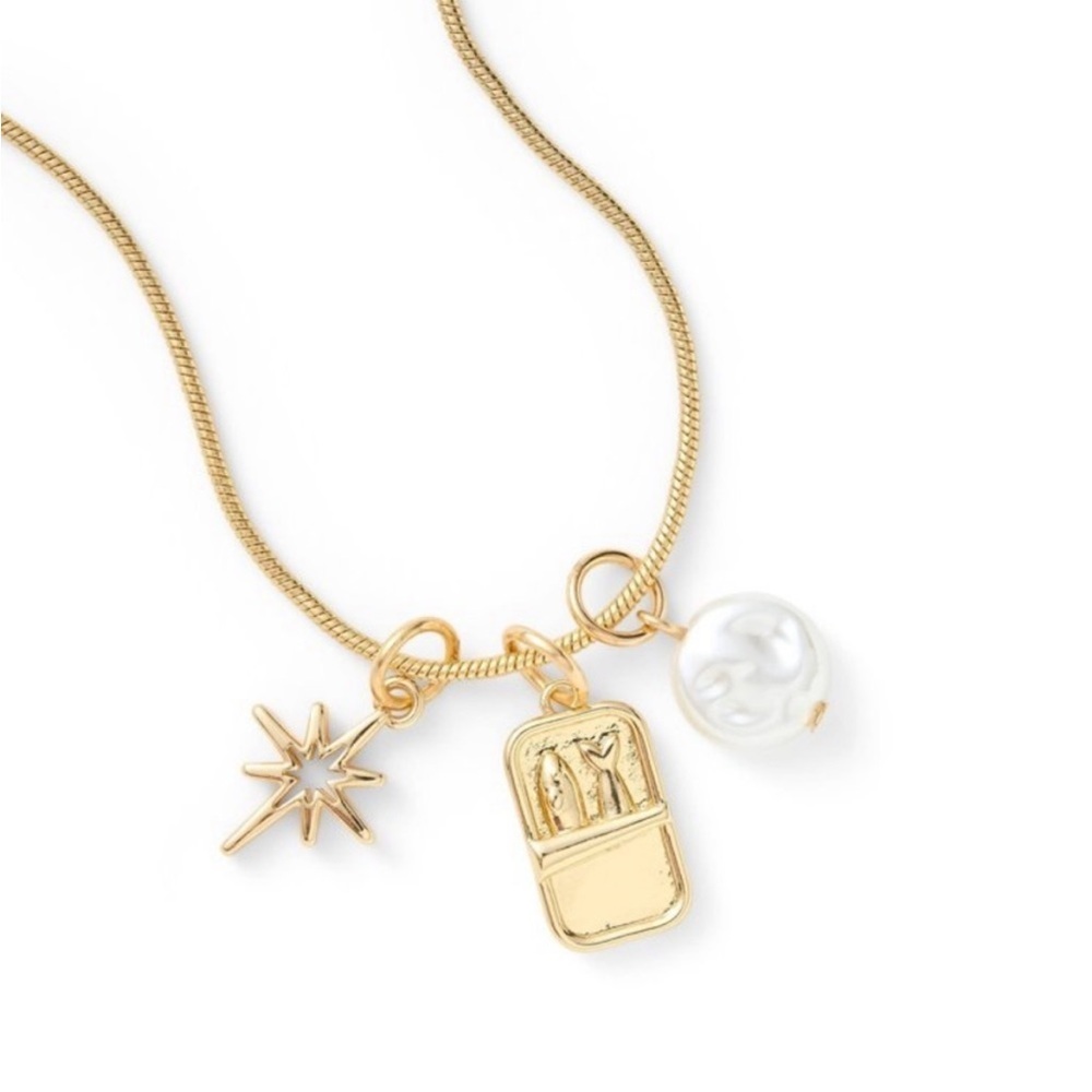 Gold Tone Sardines Accent Charm Necklace